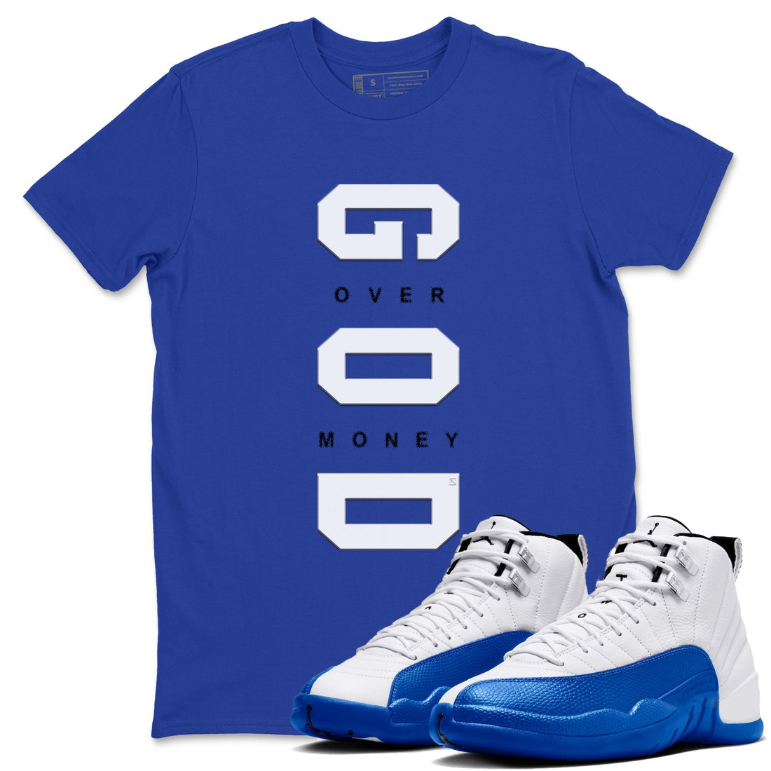 God Over Money Sneaker Tees - Air Jordan 12 Blueberry
