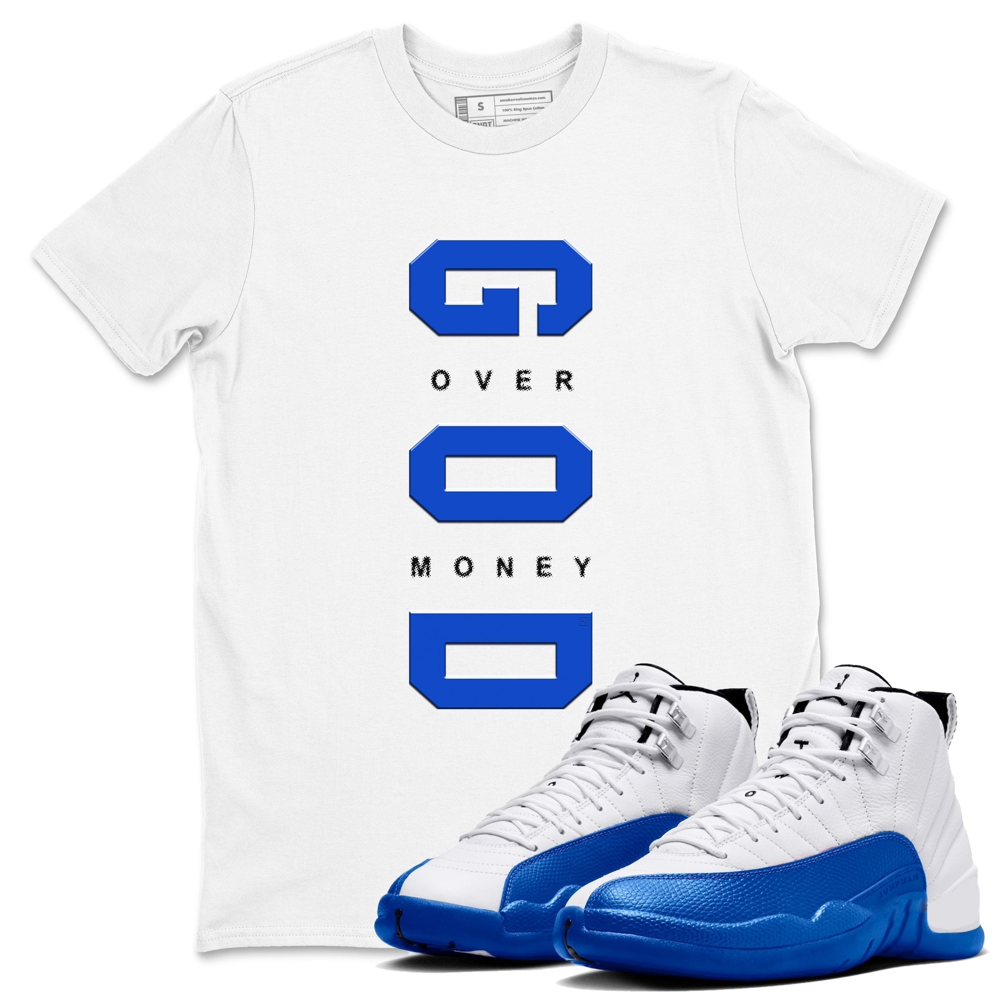 God Over Money Sneaker Tees - Air Jordan 12 Blueberry