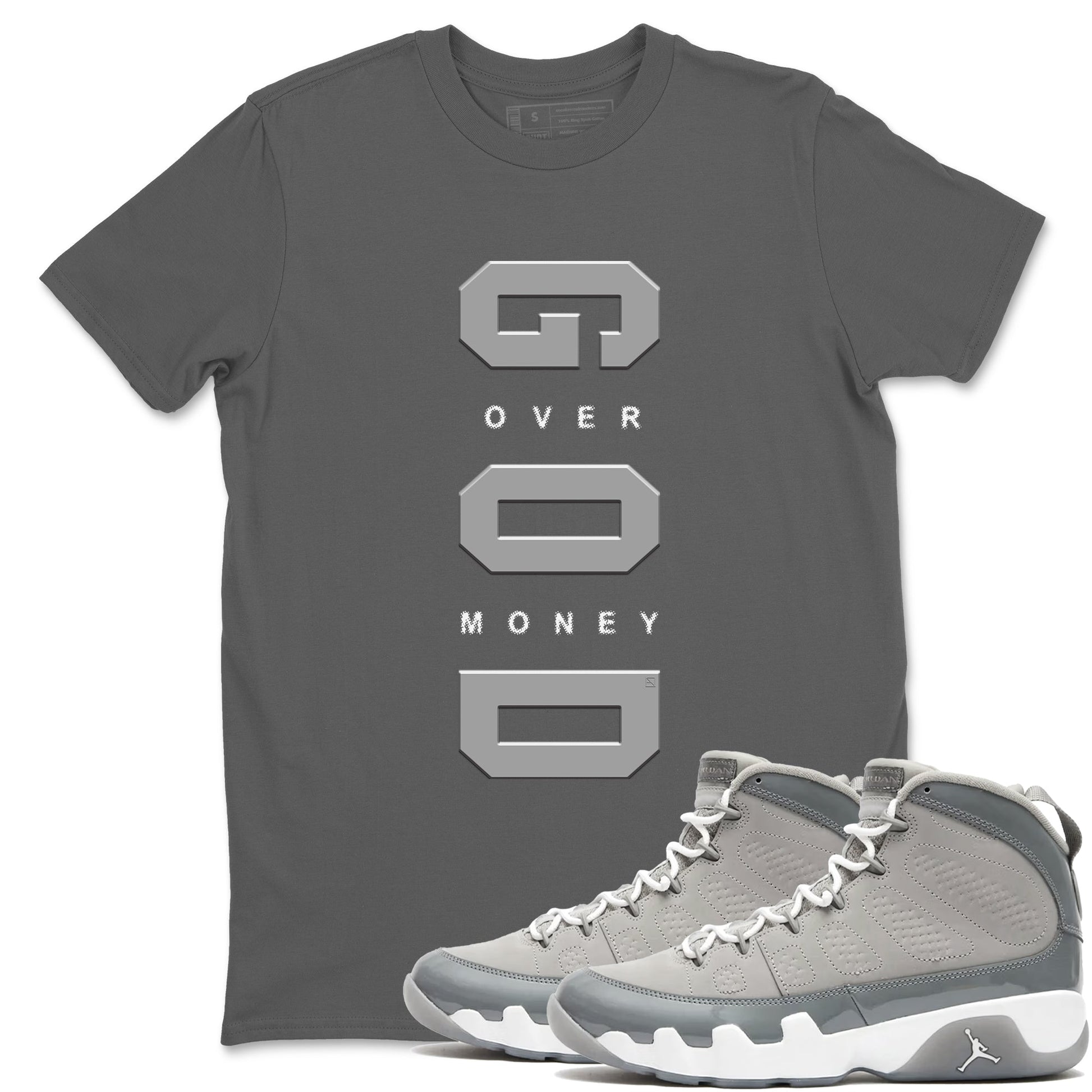 God Over Money Sneaker Tees - Air Jordan 9 Cool Grey
