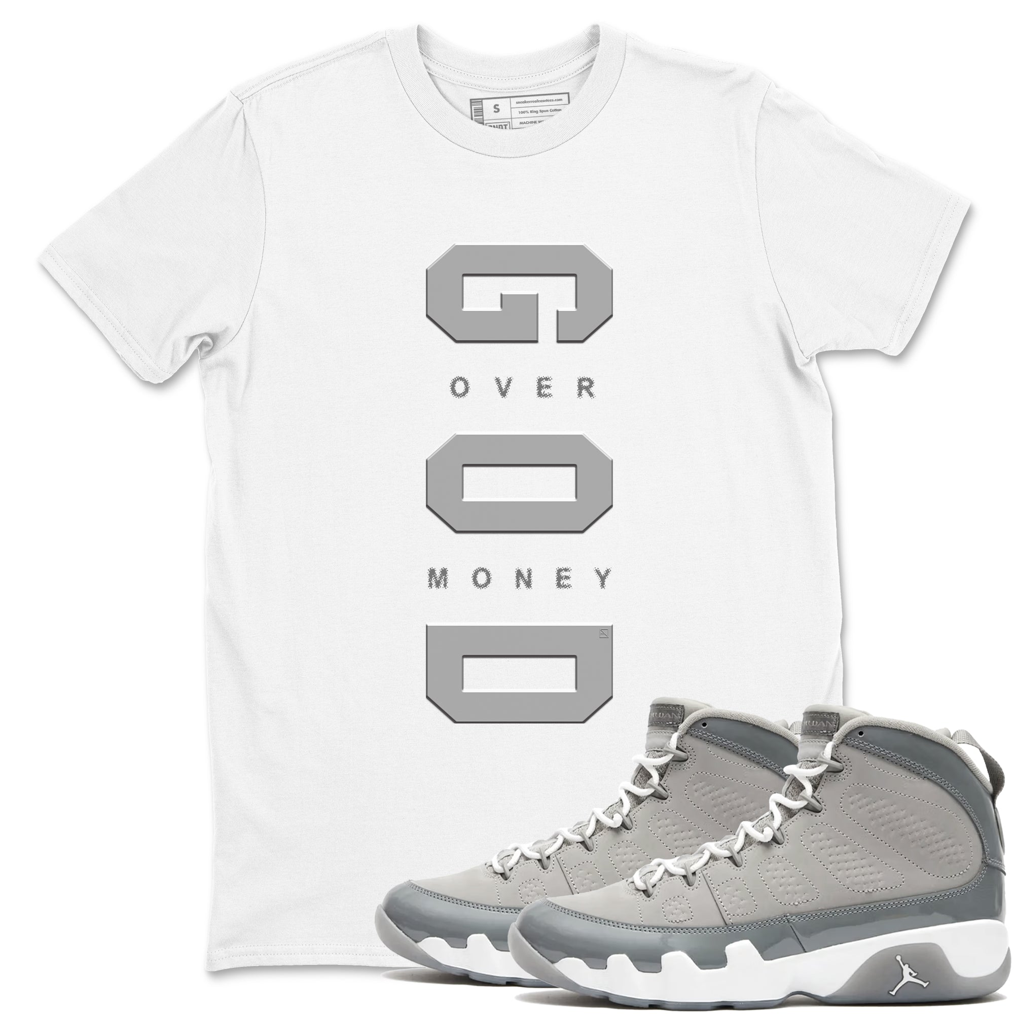 God Over Money Sneaker Tees - Air Jordan 9 Cool Grey