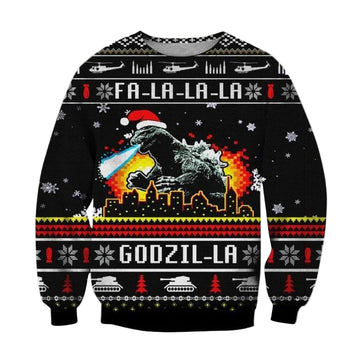 Godzilla Fa La La La La King Of Monster Godzilla Gojira 3d Ugly Christmas Sweater ? Usalast