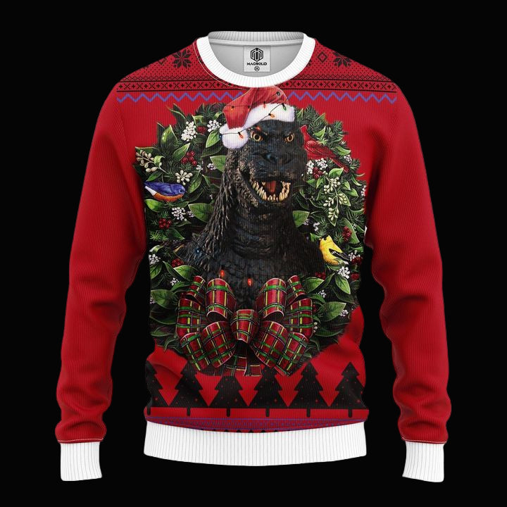 Godzilla King Kong Statue Kaiju Art Noel Mc Ugly Christmas Sweater Thanksgiving Gift ? Usalast
