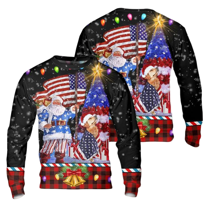 Golden Retriever Flag Merry Christmas Christmas Sweater 3D ? Usalast
