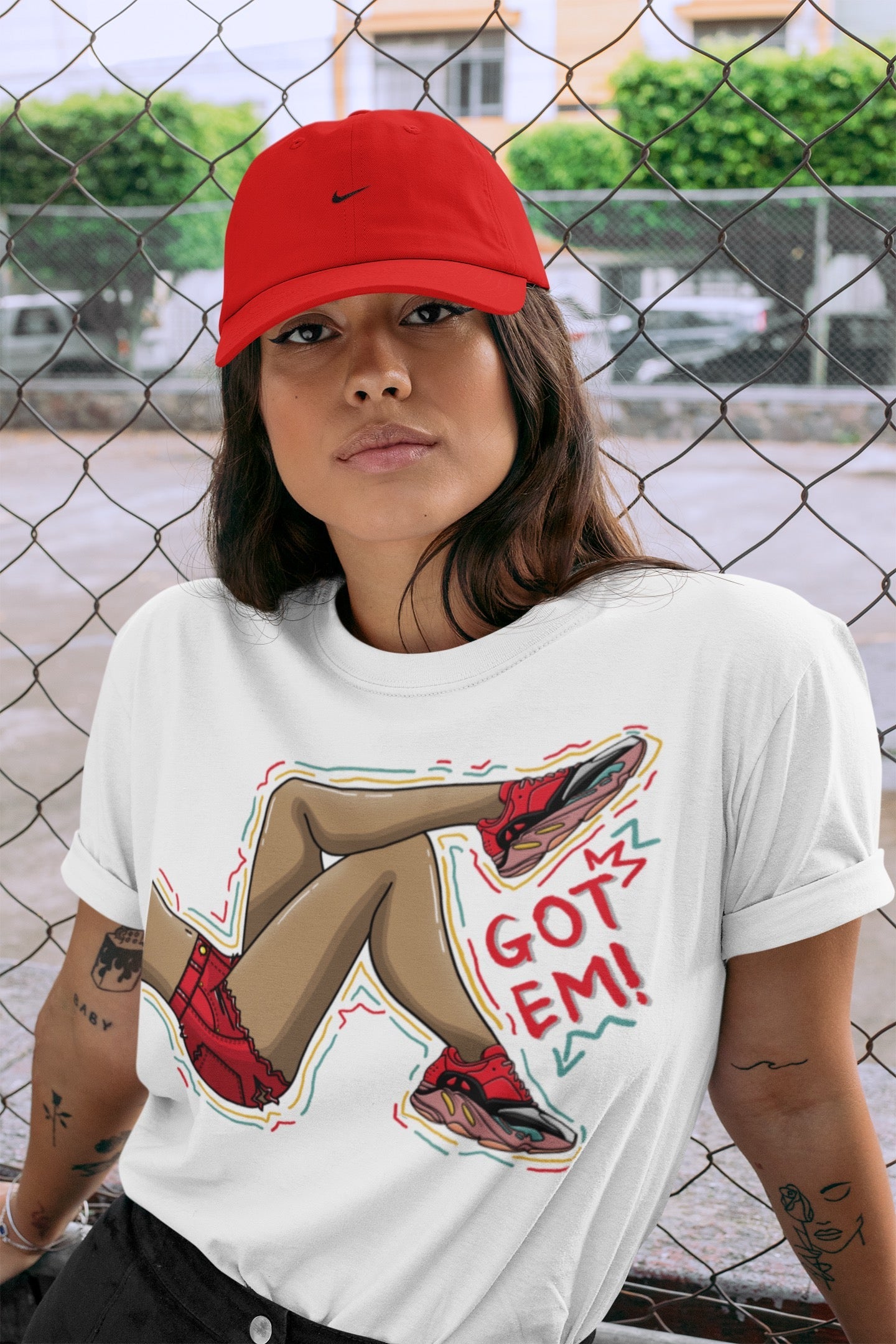 Got Em Legs Unisex Tops - Yeezy 700 Hi-Res Red