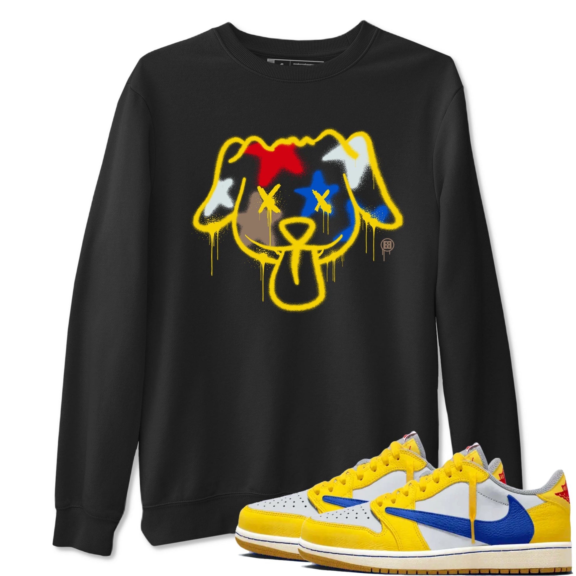 Graffiti Dog Sneaker Tees - Air Jordan 1 Travis Scott Canary