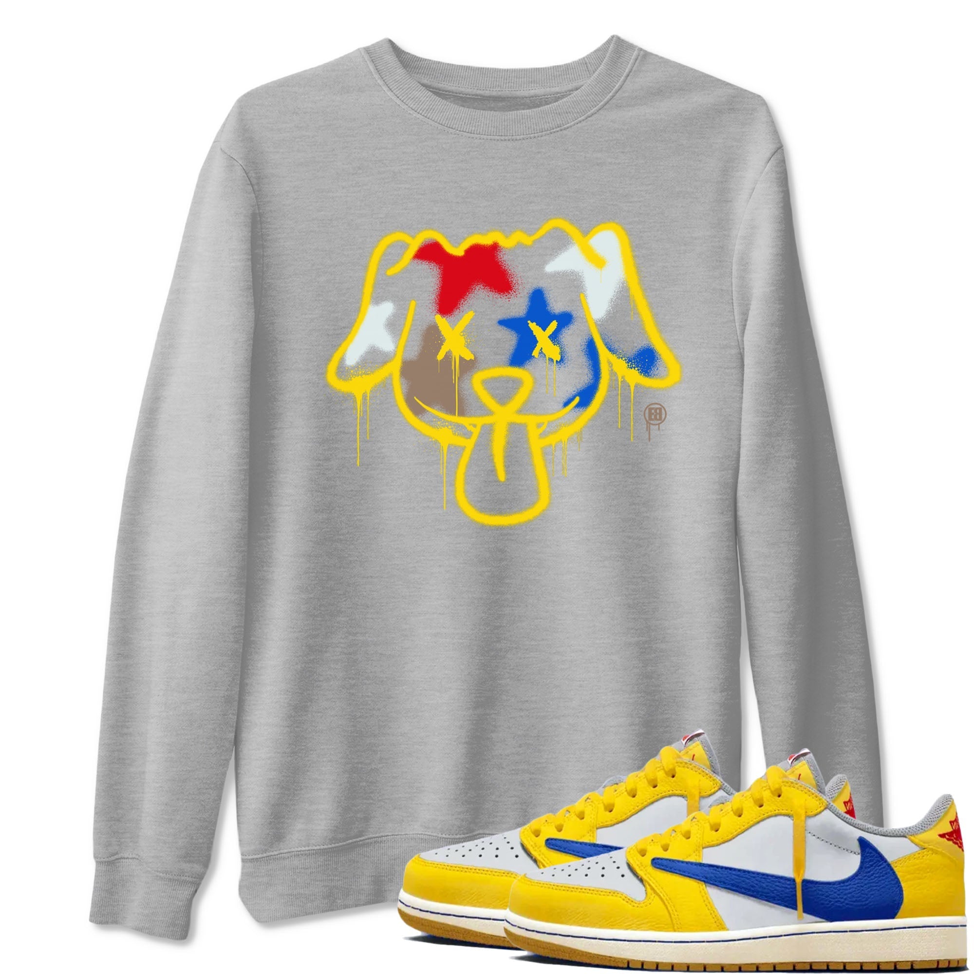 Graffiti Dog Sneaker Tees - Air Jordan 1 Travis Scott Canary