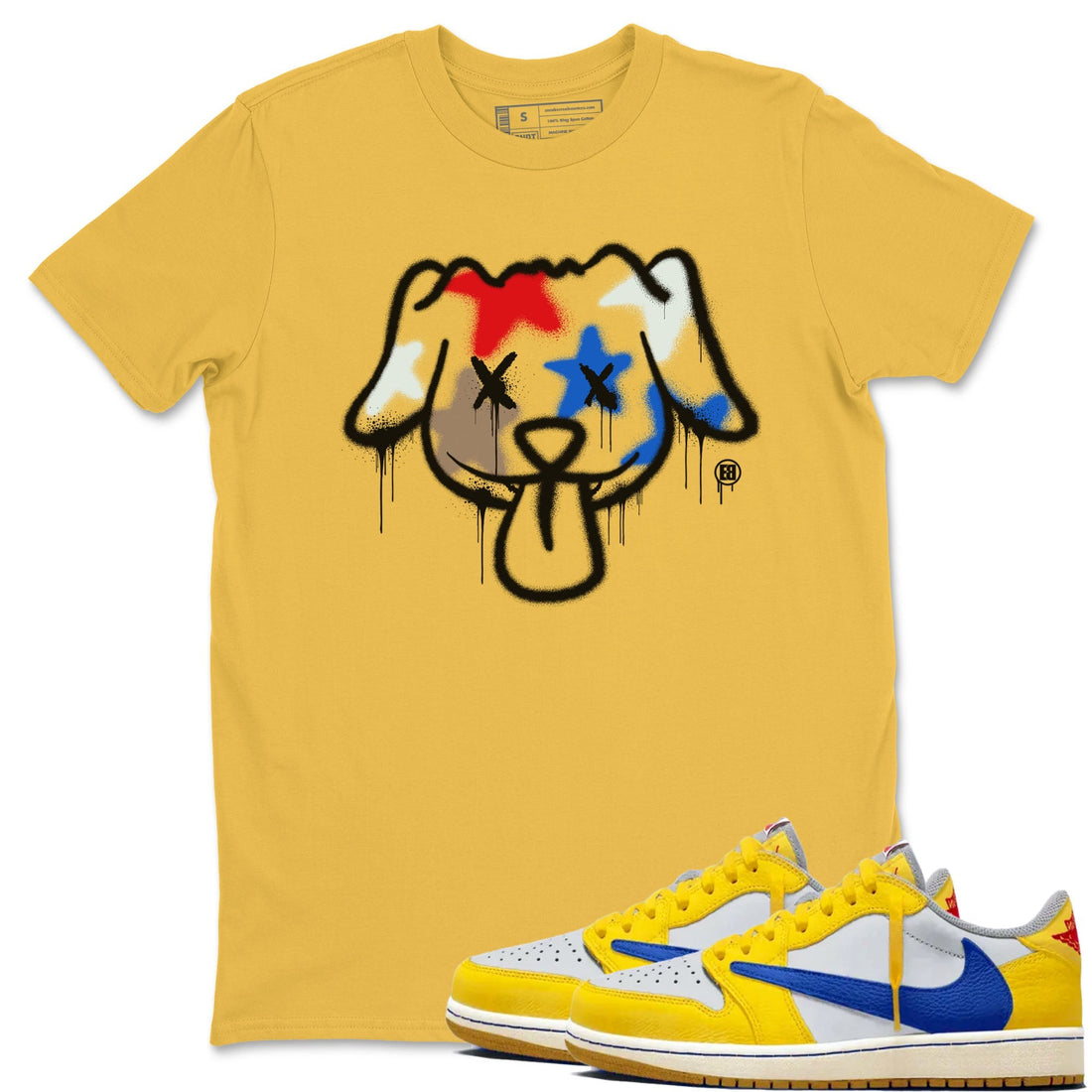 Graffiti Dog Sneaker Tees - Air Jordan 1 Travis Scott Canary