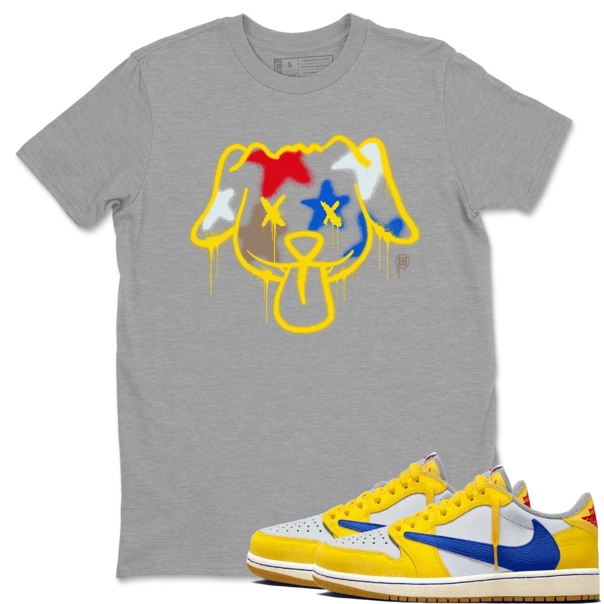 Graffiti Dog Sneaker Tees - Air Jordan 1 Travis Scott Canary