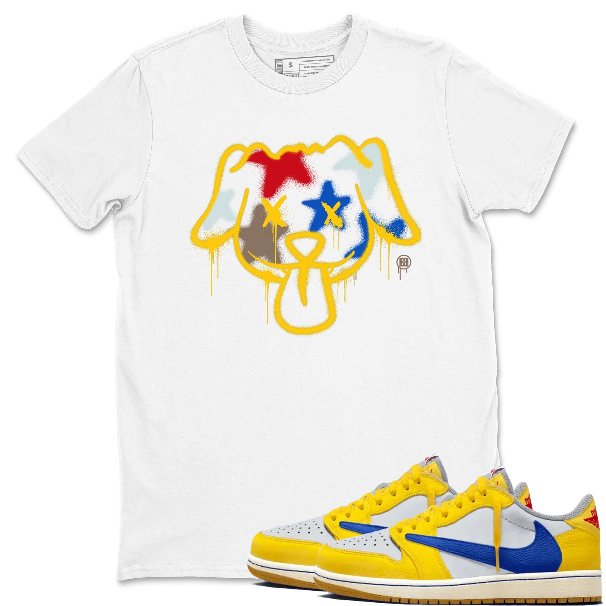 Graffiti Dog Sneaker Tees - Air Jordan 1 Travis Scott Canary