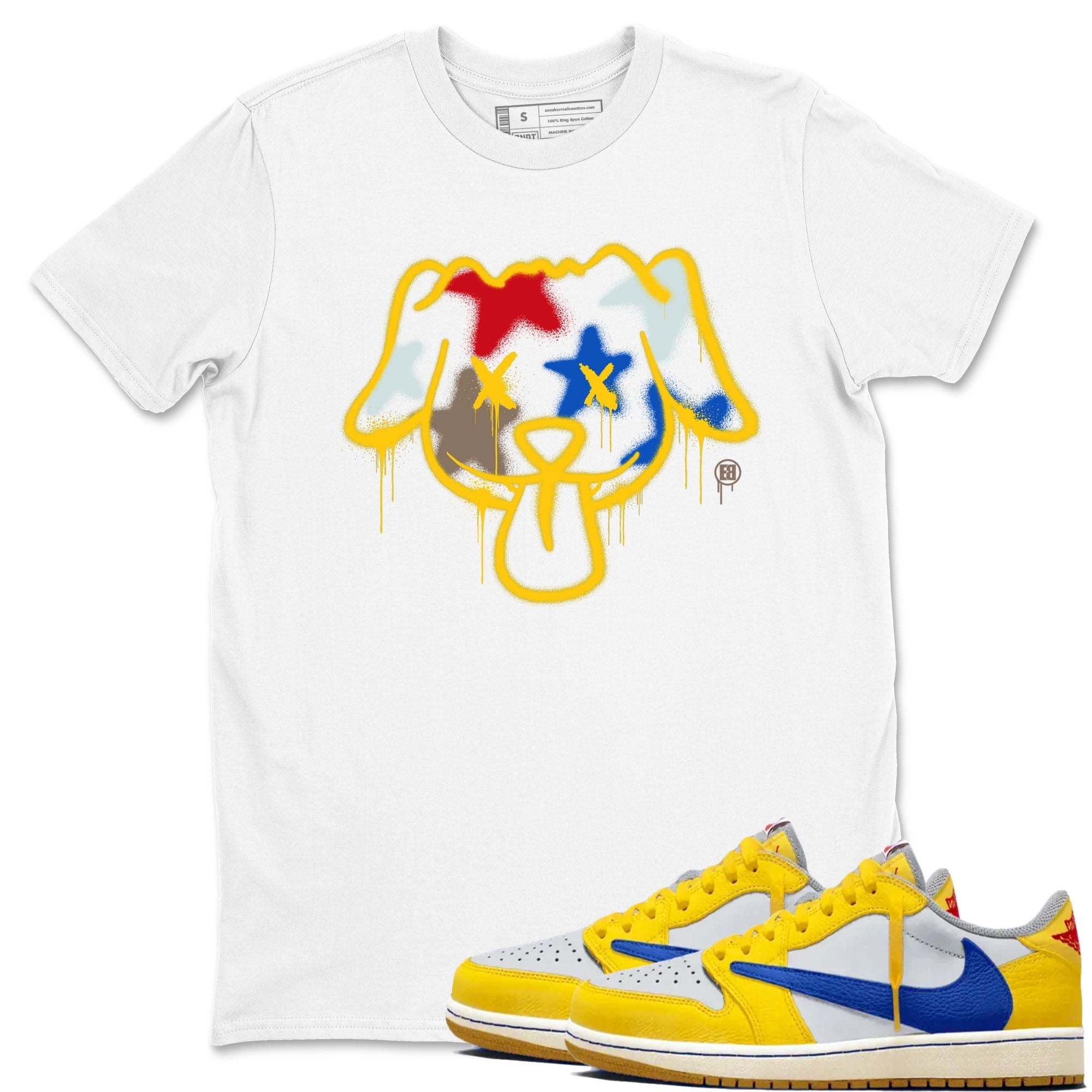 Graffiti Dog Sneaker Tees - Air Jordan 1 Travis Scott Canary