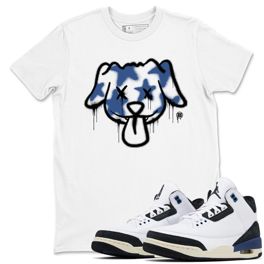 Graffiti Dog Sneaker Tees - Air Jordan 3 A Ma Maniere x Diffused Blue