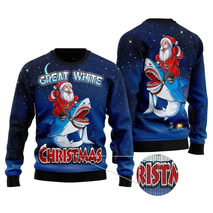 Great White Shark Unisex 3D Ugly Christmas Sweater ? Usalast