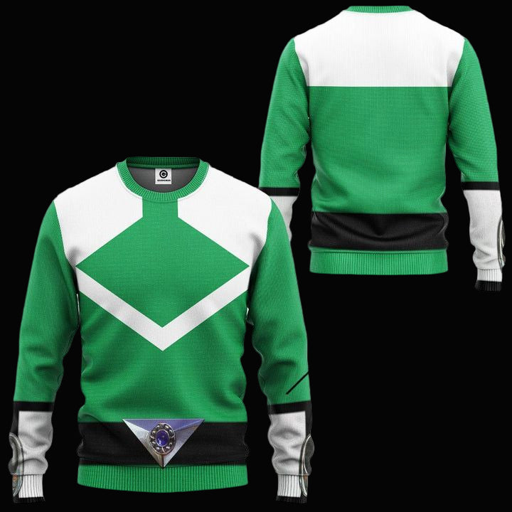 Green Power Rangers Time Force Costume Ugly Christmas Sweater ? Usalast