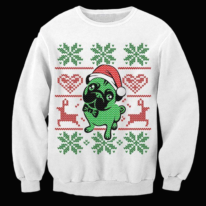 Green Pug In Christmas Hat Graphic Unisex T Shirt Sweater Hoodie Size S 8211 5Xl ? Usalast