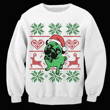 Green Pug In Christmas Hat Graphic Unisex T Shirt Sweater Hoodie Size S 8211 5Xl ? Usalast