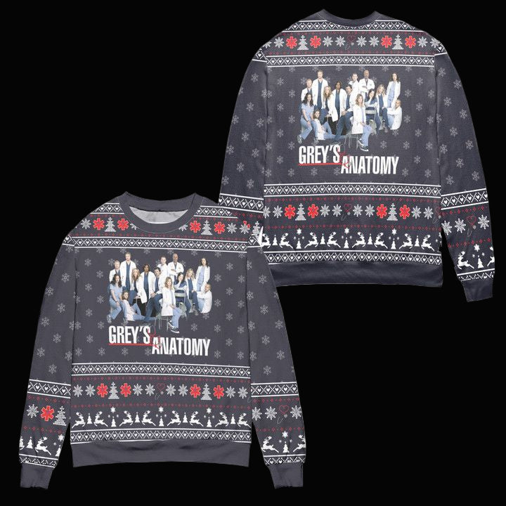 Greys Anatomy Characters Snowflake Pattern Ugly Christmas Sweater ? Usalast