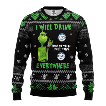 Grinch Drunk Busch Beer Ugly Christmas Sweater Amazing Gift Idea Thanksgiving Gift ? Usalast