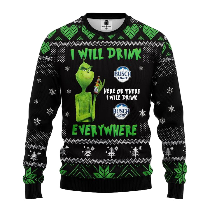 Grinch Drunk Busch Beer Ugly Christmas Sweater Amazing Gift Idea Thanksgiving Gift ? Usalast