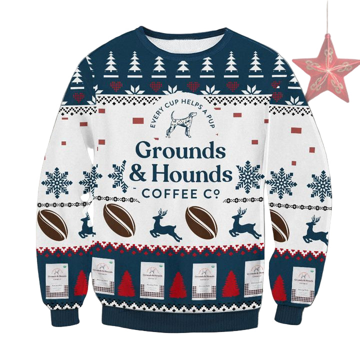 Grounds And Hounds Coffee Ugly Christmas Sweater 2022 ? Usalast