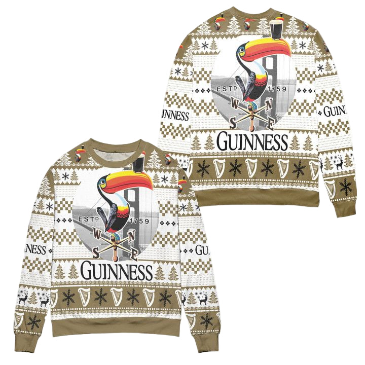 Guinness Beer Logo Checkered Pattern Claus Ugly Christmas Sweater ? Usalast