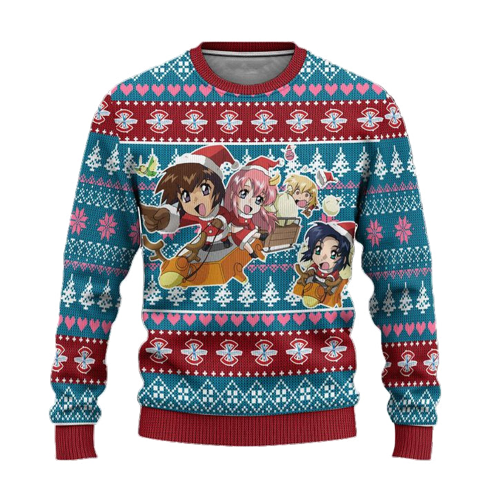 Gundam Team Anime Ugly Christmas Sweater Custom Chibi Xmas Gift ? Usalast