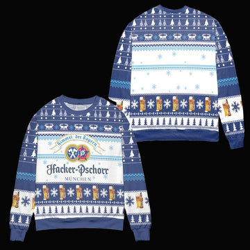 Hacker Pschorr Weissbier Logo Christmas Pattern Ugly Christmas Sweater ? Usalast