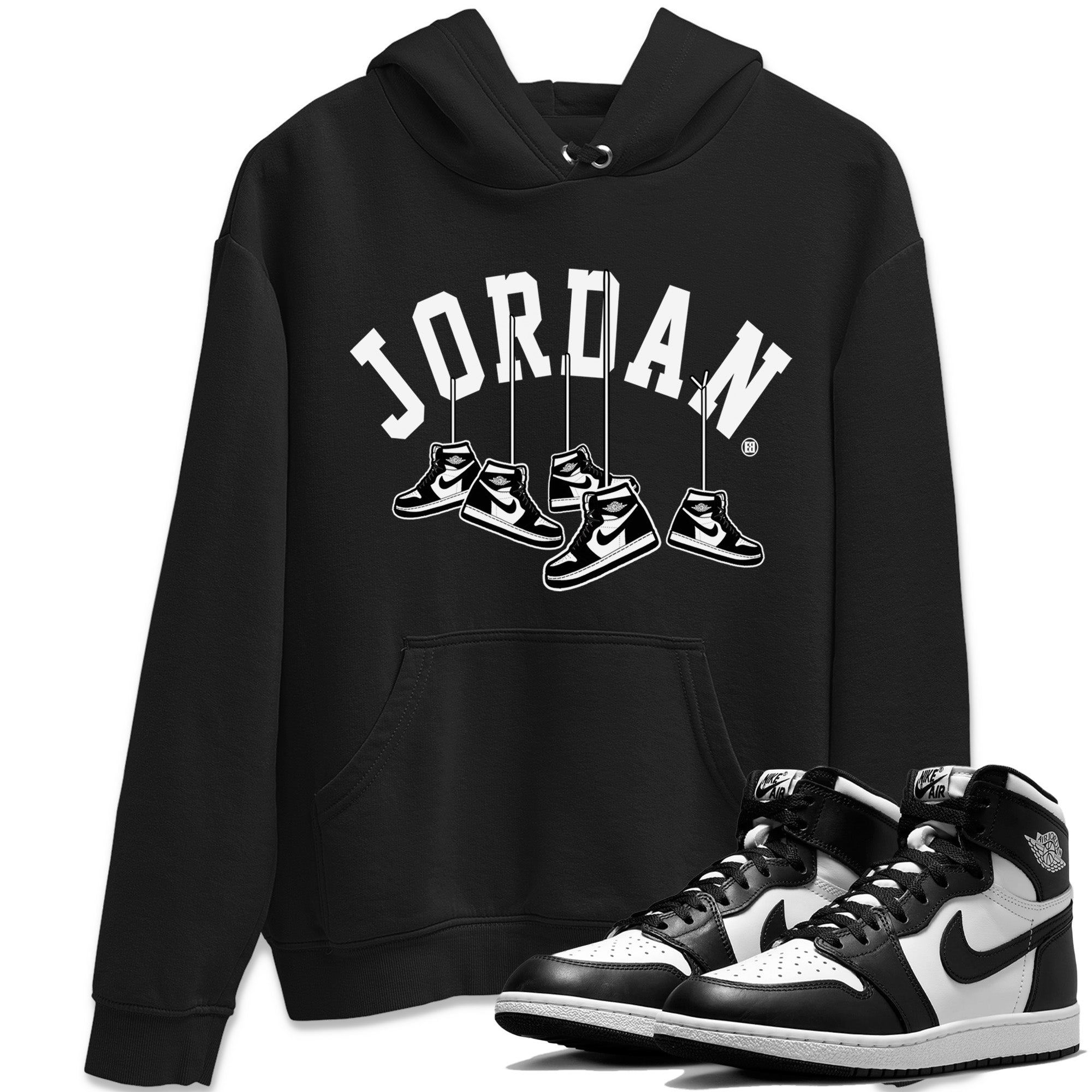Hanging Sneakers Unisex Tops - Air Jordan 1 Black White