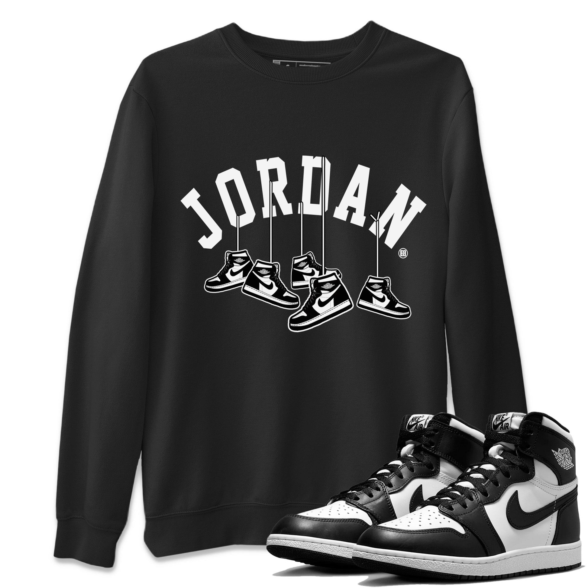 Hanging Sneakers Unisex Tops - Air Jordan 1 Black White