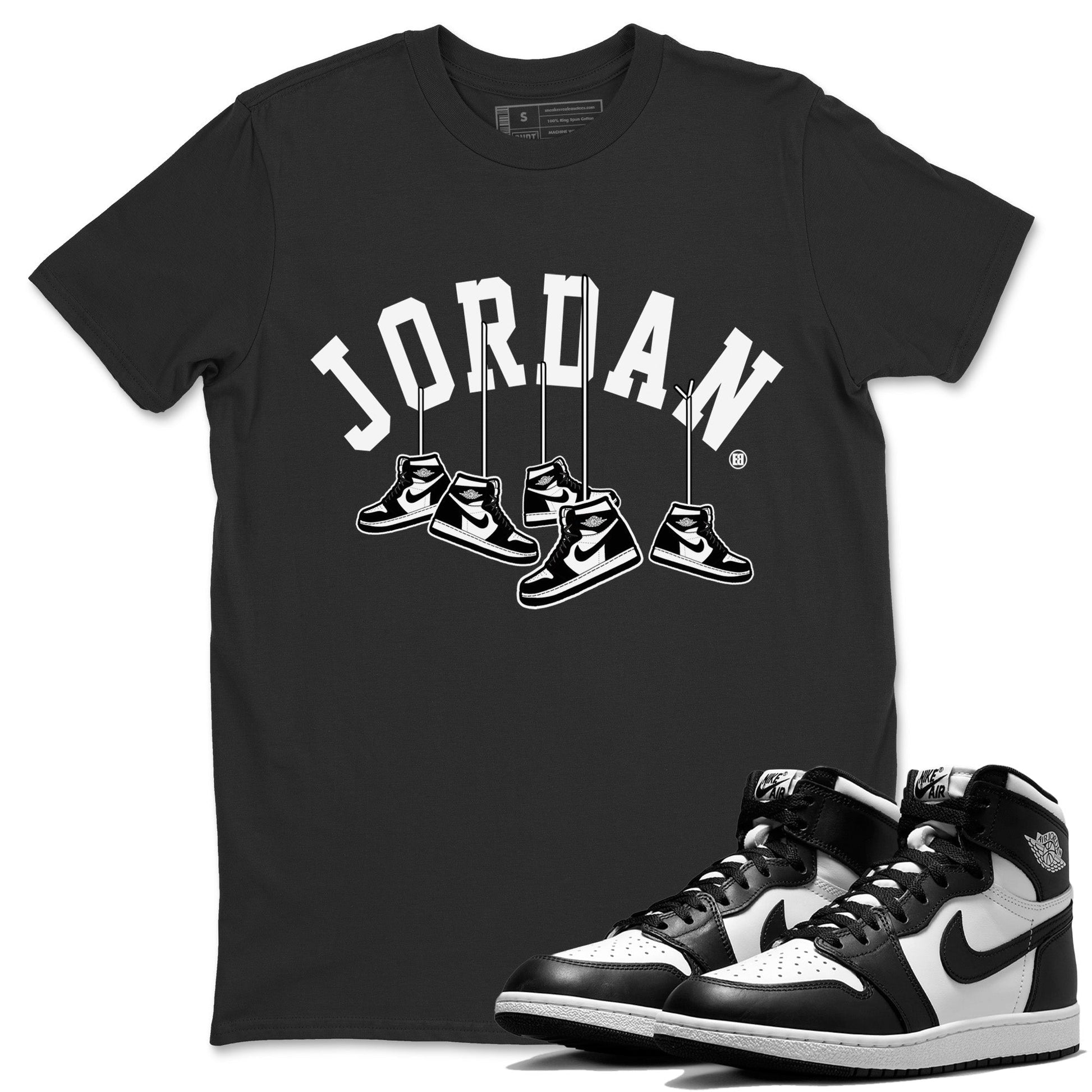 Hanging Sneakers Unisex Tops - Air Jordan 1 Black White