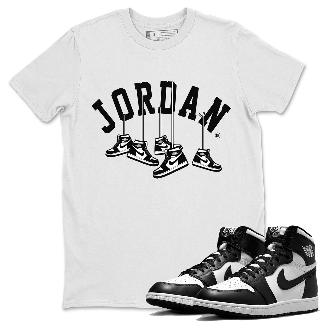 Hanging Sneakers Unisex Tops - Air Jordan 1 Black White