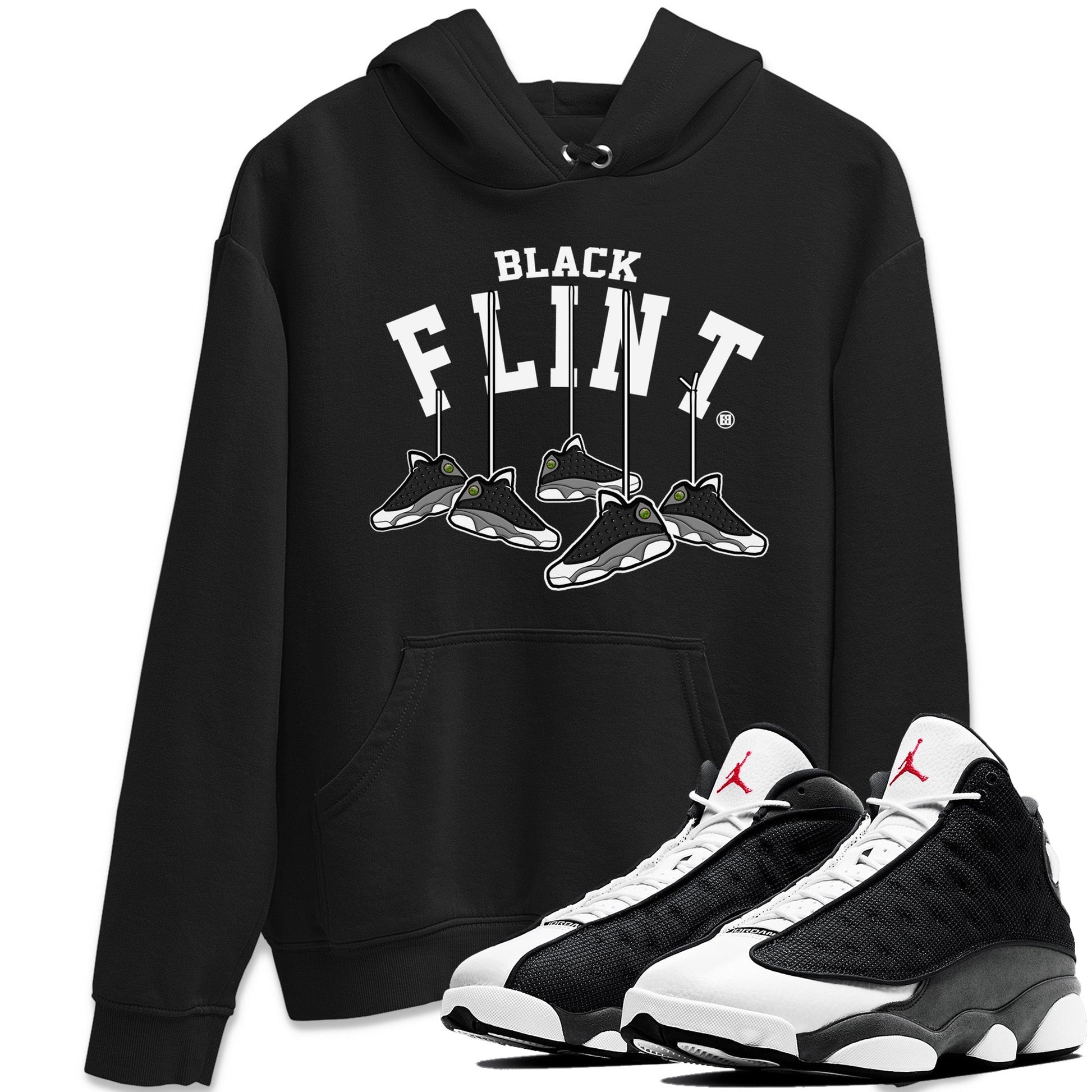 Hanging Sneakers Unisex Tops - Air Jordan 13 Black Flint