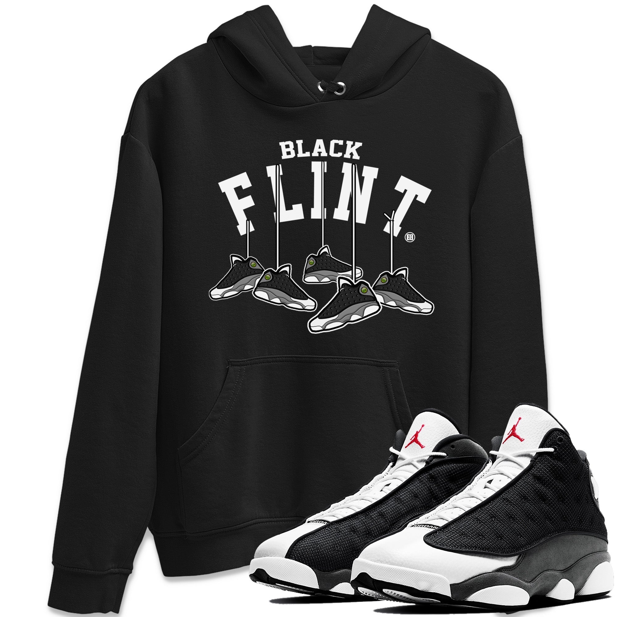 Hanging Sneakers Unisex Tops - Air Jordan 13 Black Flint