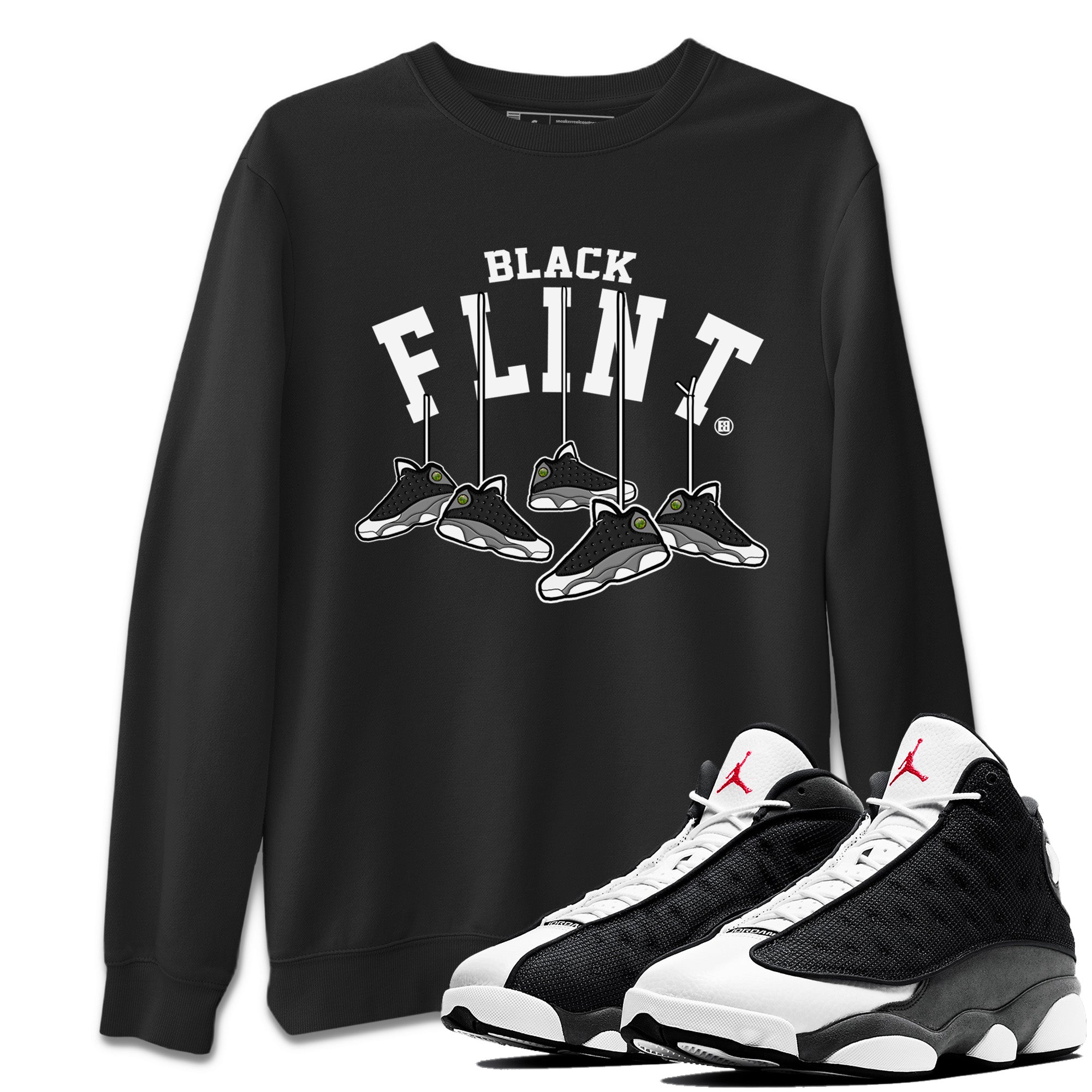 Hanging Sneakers Unisex Tops - Air Jordan 13 Black Flint