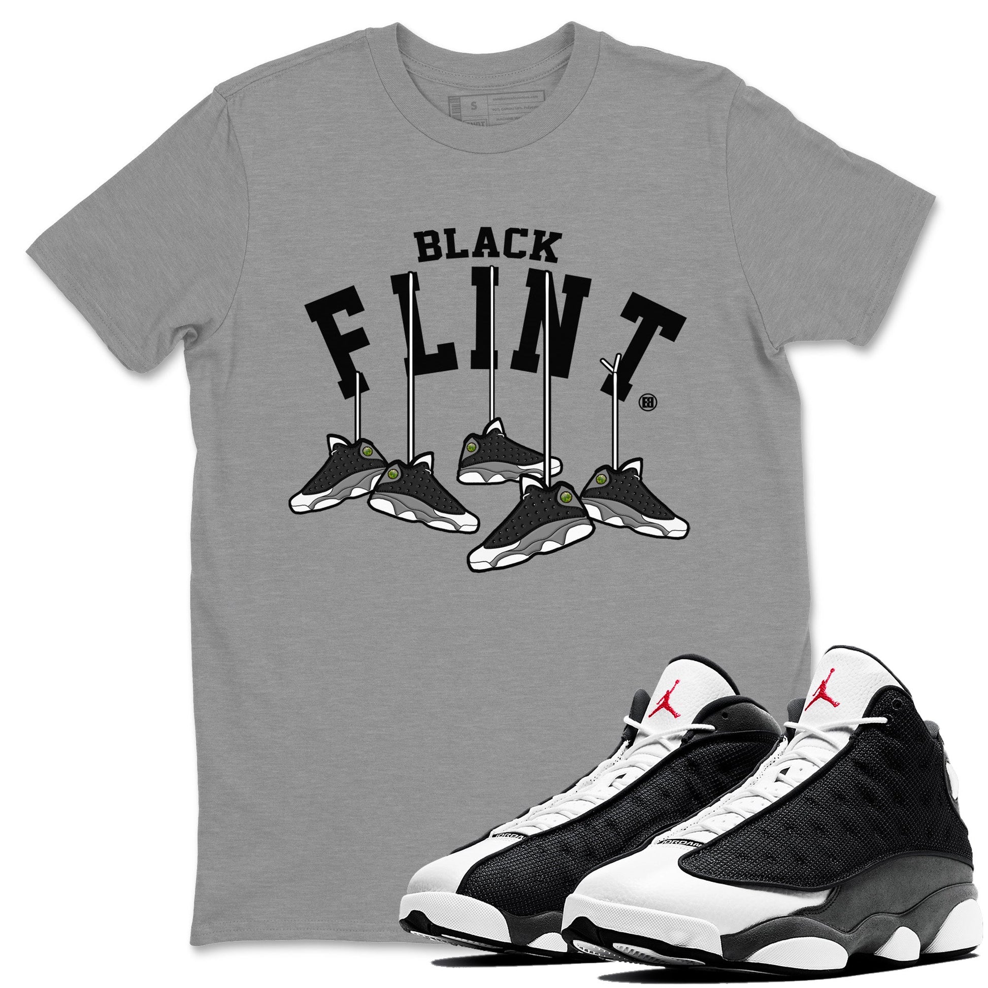 Hanging Sneakers Unisex Tops - Air Jordan 13 Black Flint
