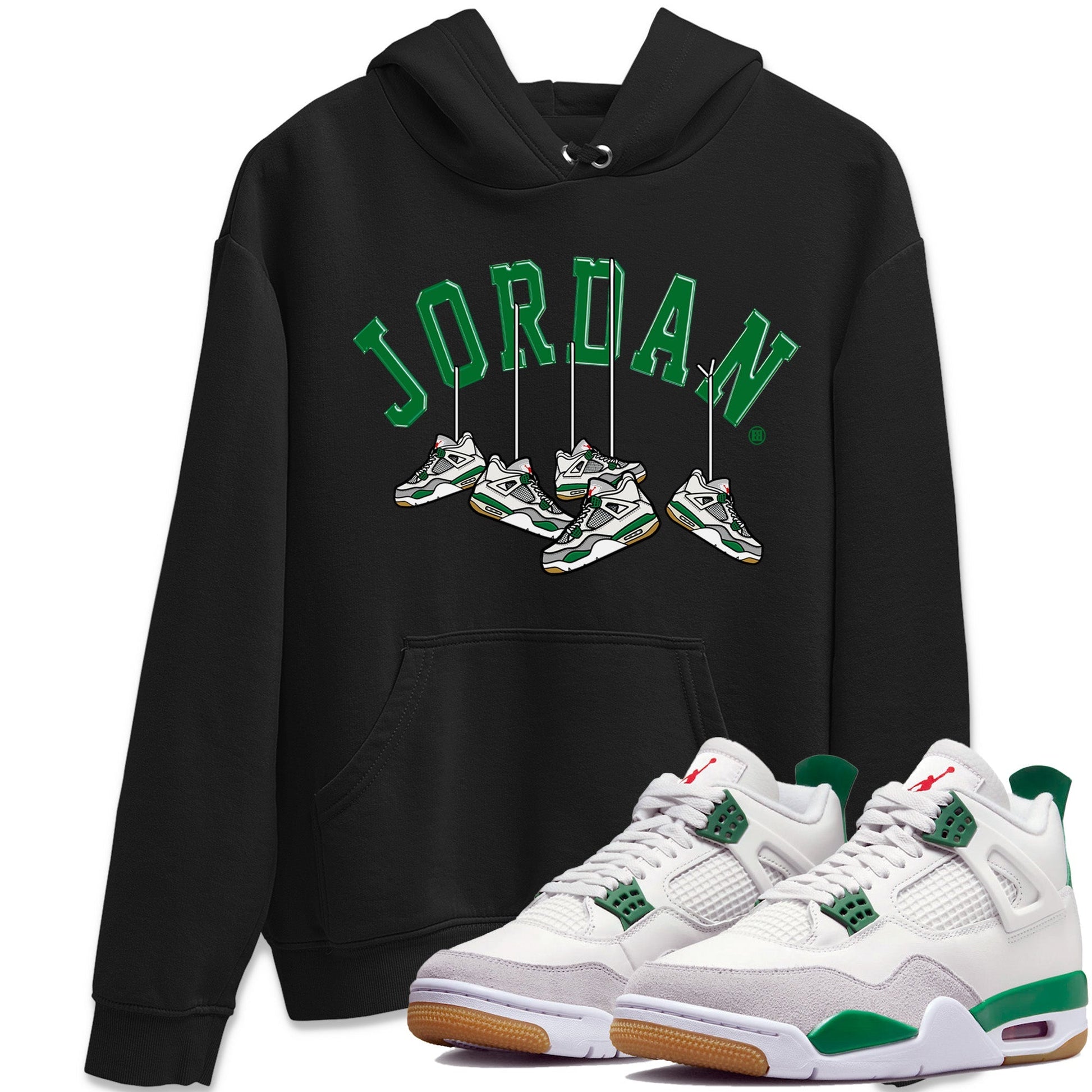 Hanging Sneakers Unisex Tops - Air Jordan 4 Pine Green