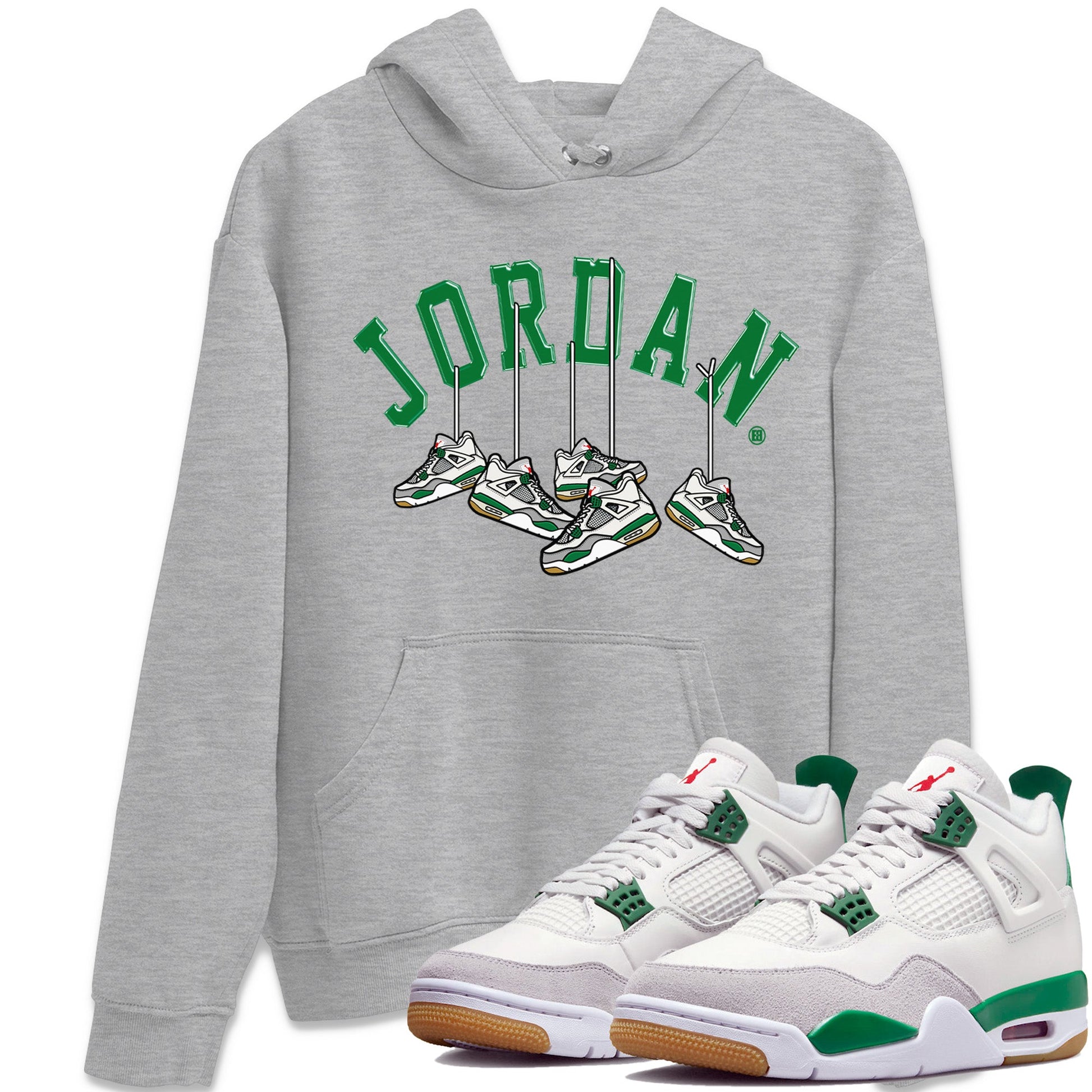 Hanging Sneakers Unisex Tops - Air Jordan 4 Pine Green