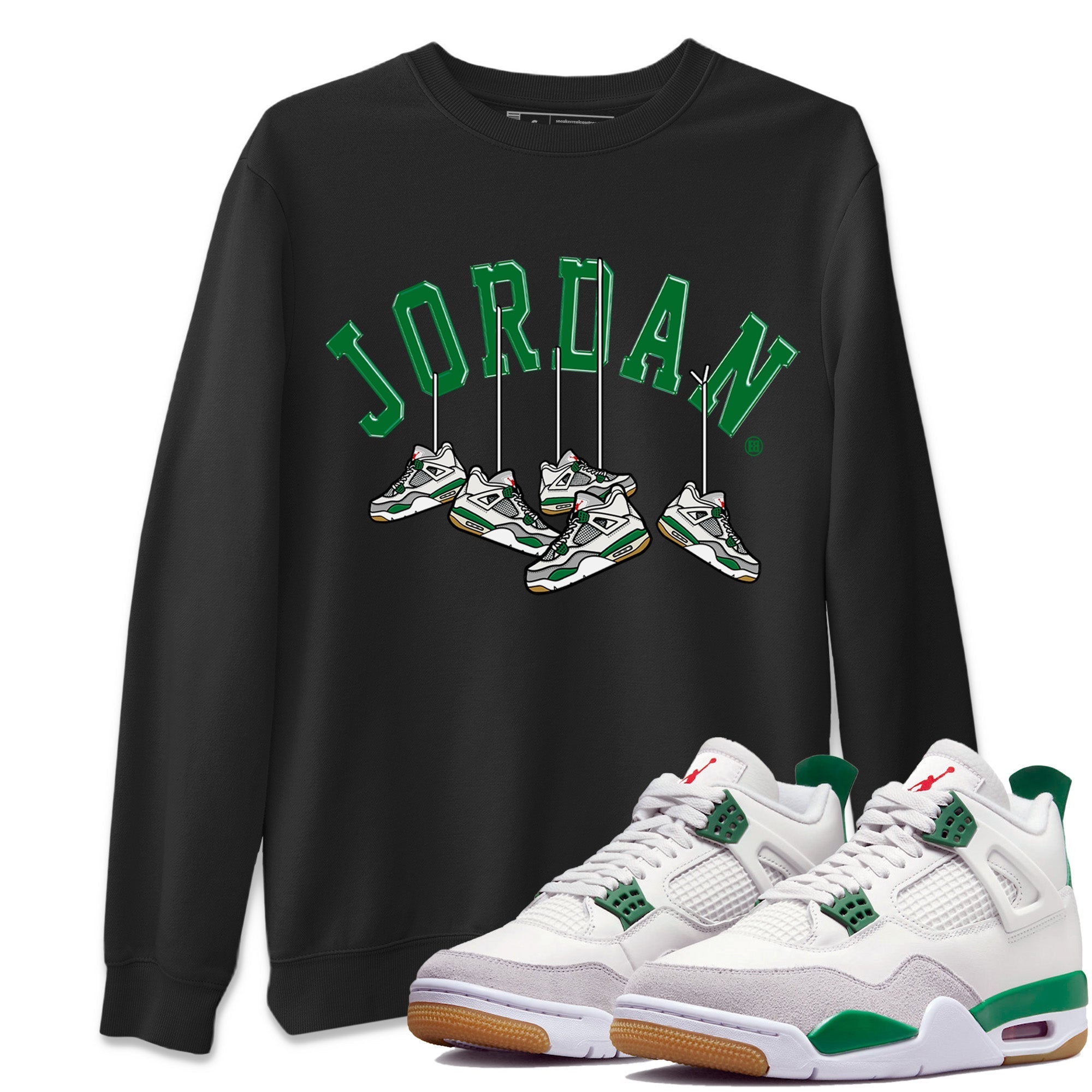 Hanging Sneakers Unisex Tops - Air Jordan 4 Pine Green