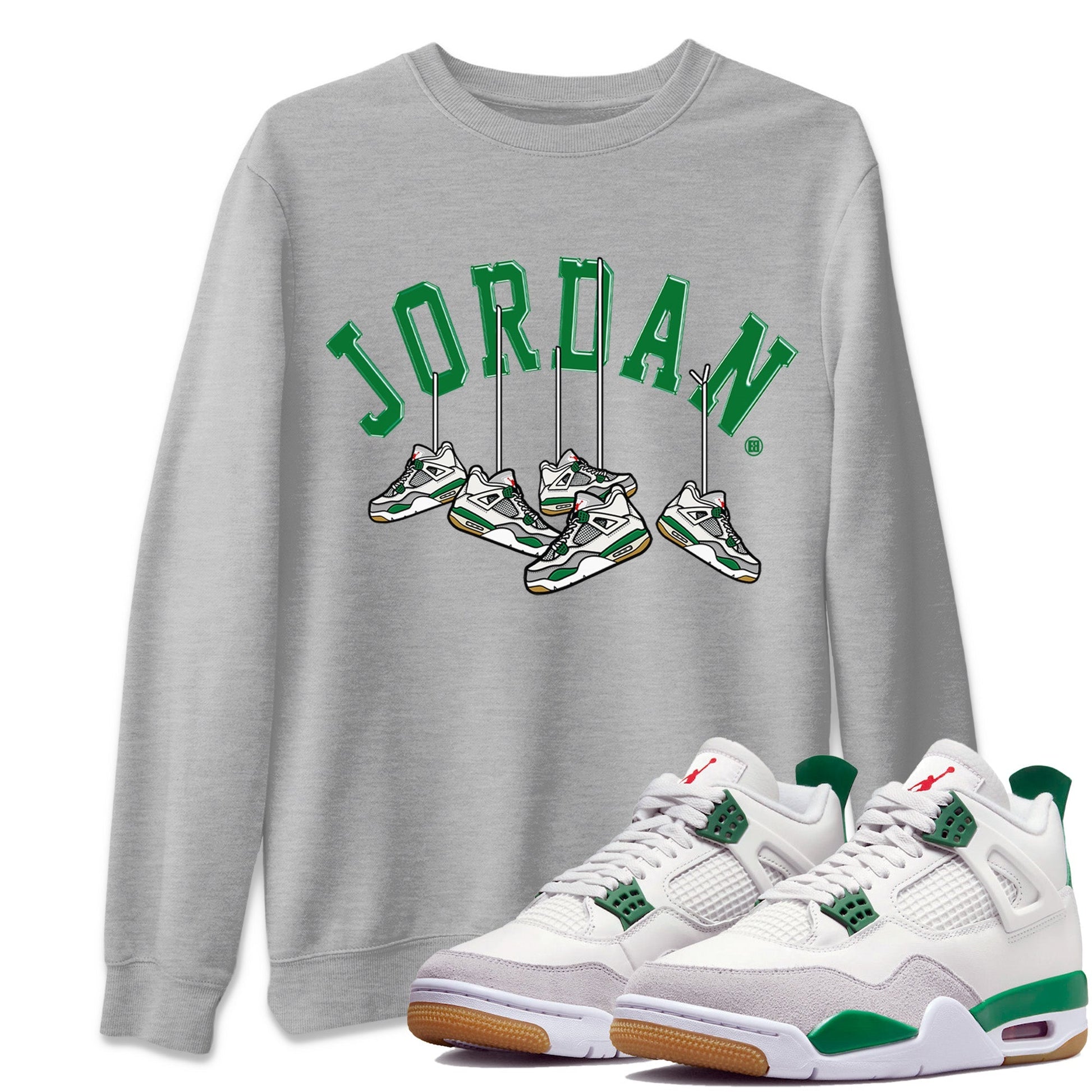 Hanging Sneakers Unisex Tops - Air Jordan 4 Pine Green