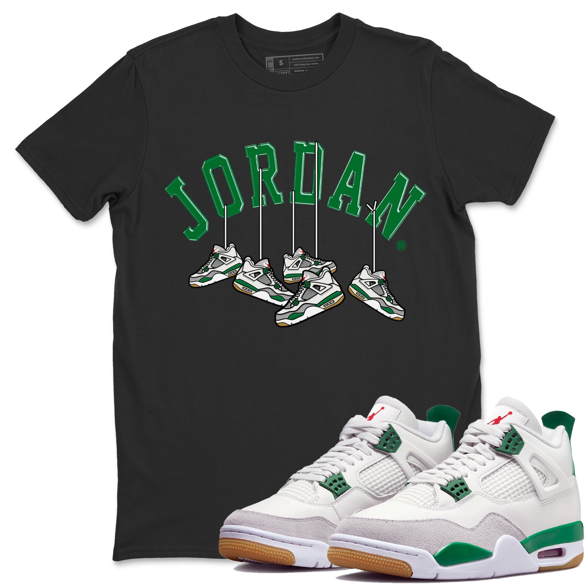 Hanging Sneakers Unisex Tops - Air Jordan 4 Pine Green