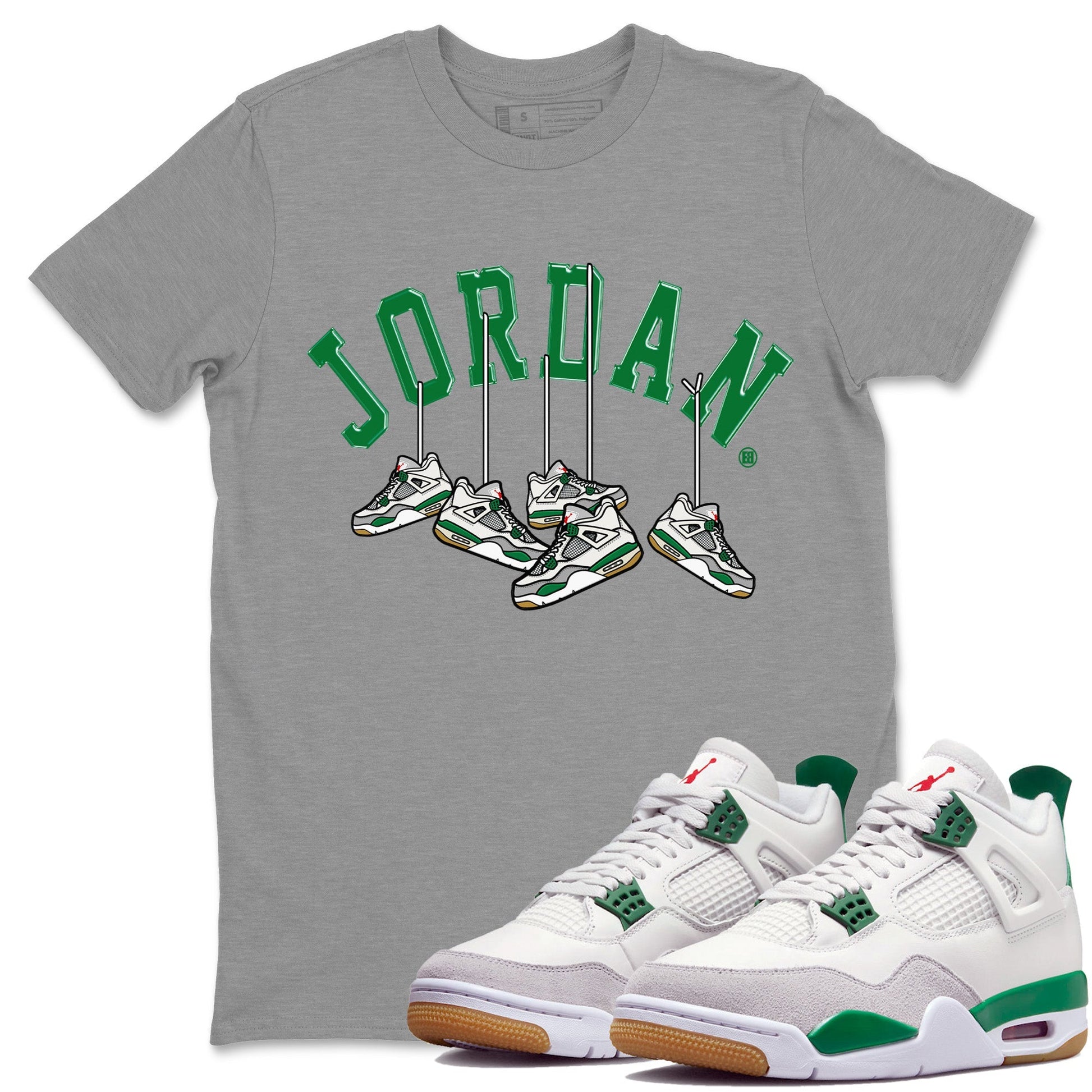 Hanging Sneakers Unisex Tops - Air Jordan 4 Pine Green