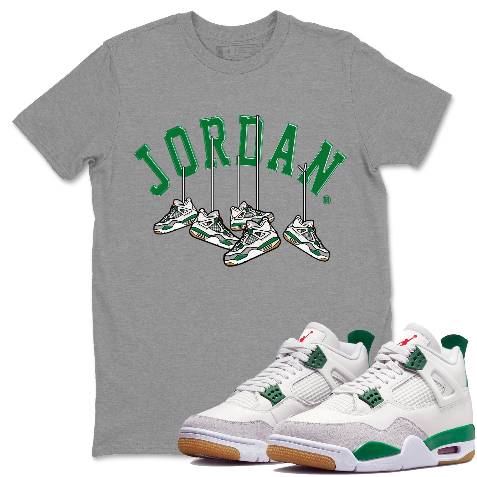 Hanging Sneakers Unisex Tops - Air Jordan 4 Pine Green