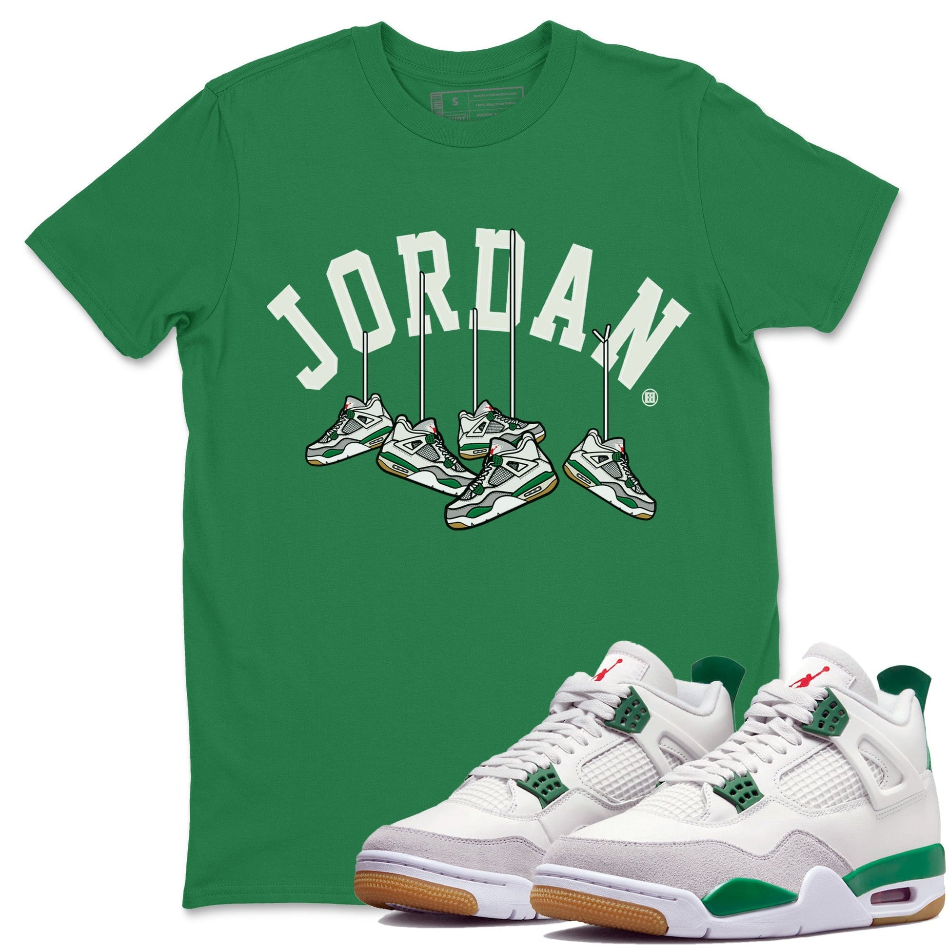 Hanging Sneakers Unisex Tops - Air Jordan 4 Pine Green