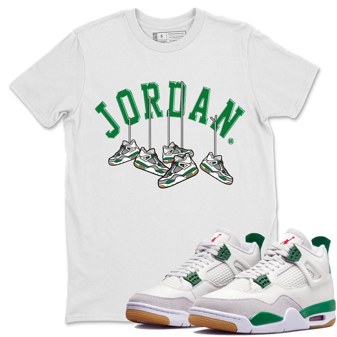 Hanging Sneakers Unisex Tops - Air Jordan 4 Pine Green