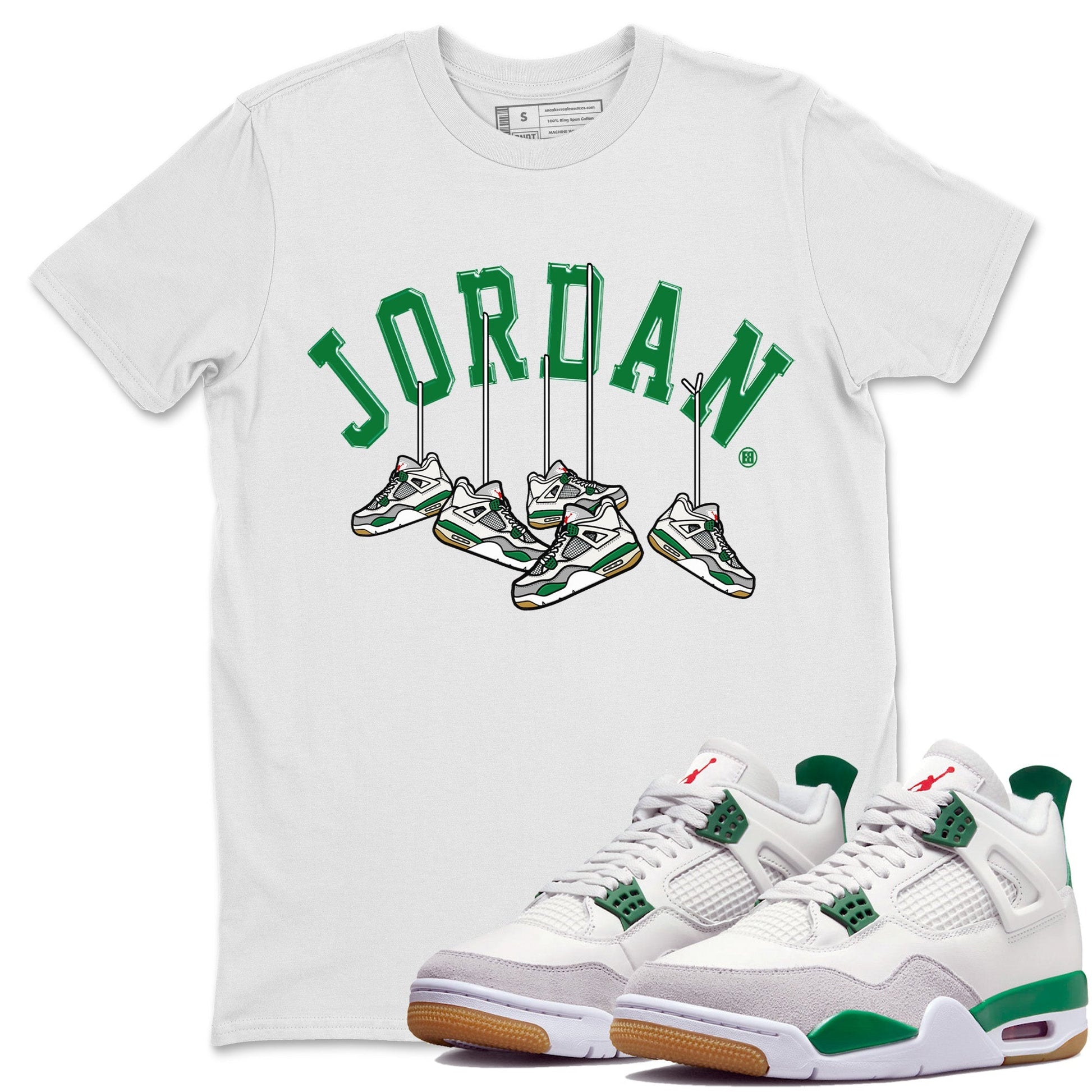 Hanging Sneakers Unisex Tops - Air Jordan 4 Pine Green
