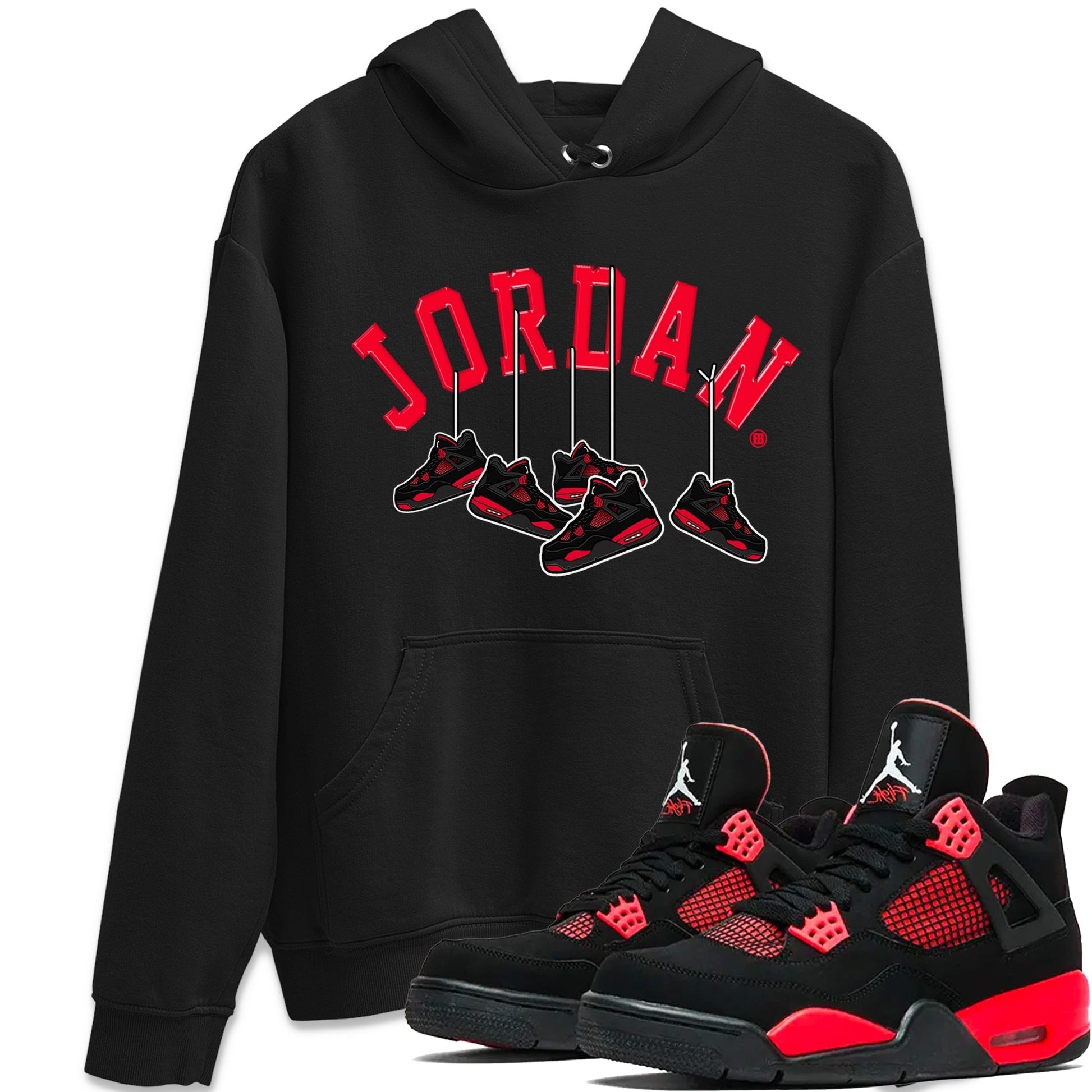 Hanging Sneakers Unisex Tops - Air Jordan 4 Red Thunder