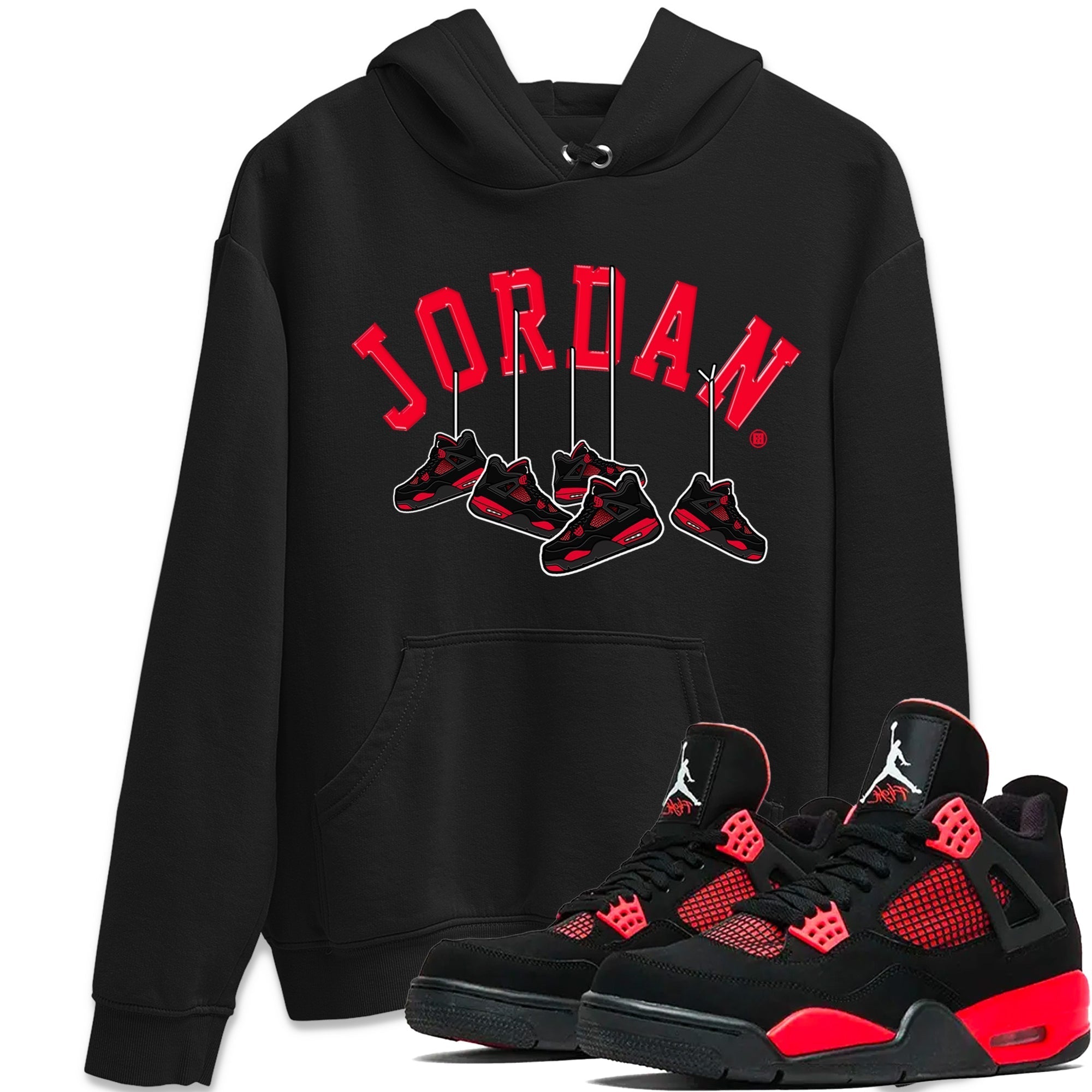 Hanging Sneakers Unisex Tops - Air Jordan 4 Red Thunder