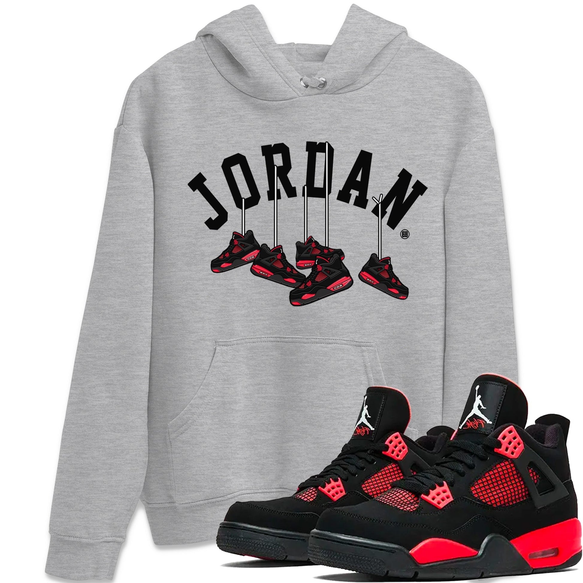 Hanging Sneakers Unisex Tops - Air Jordan 4 Red Thunder