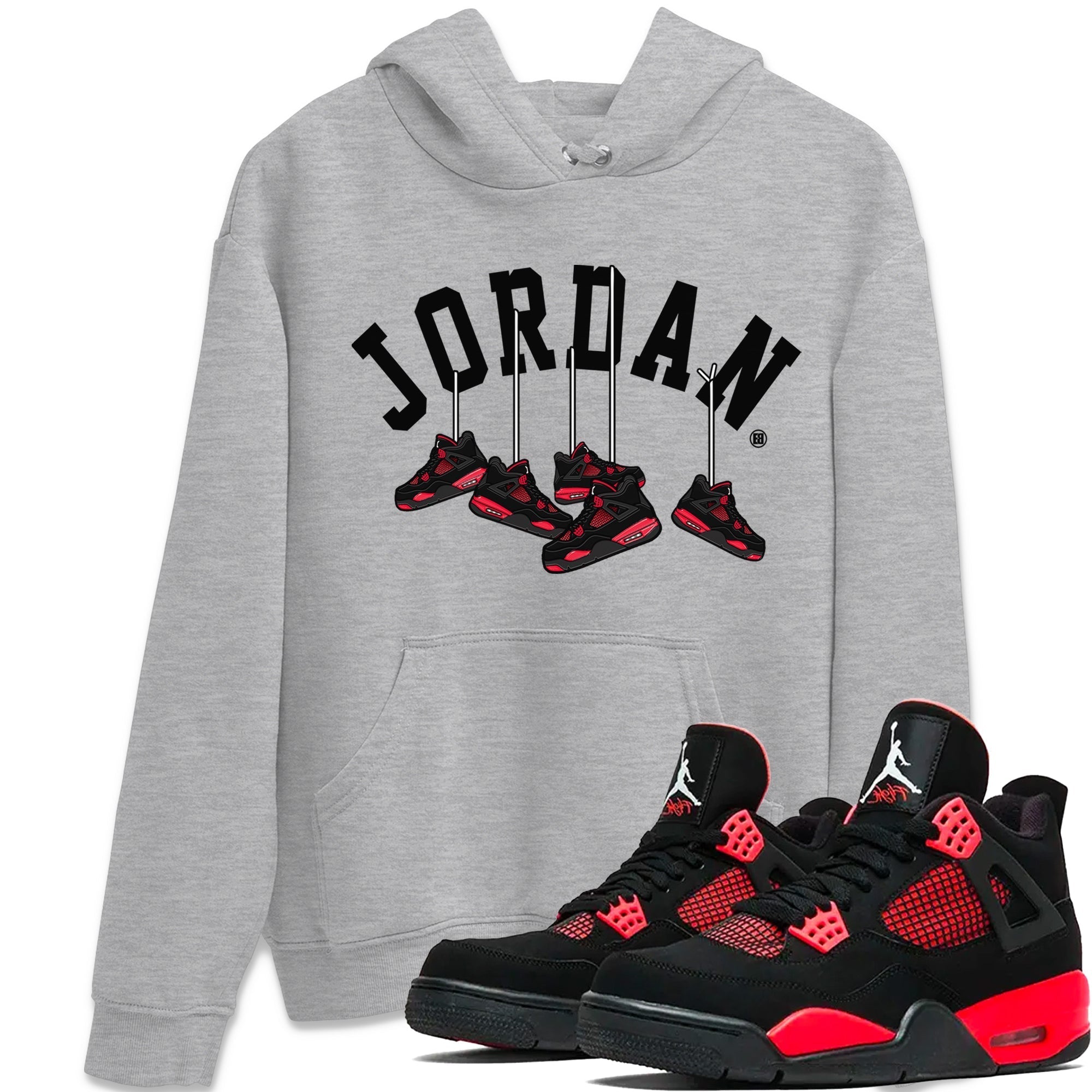 Hanging Sneakers Unisex Tops - Air Jordan 4 Red Thunder