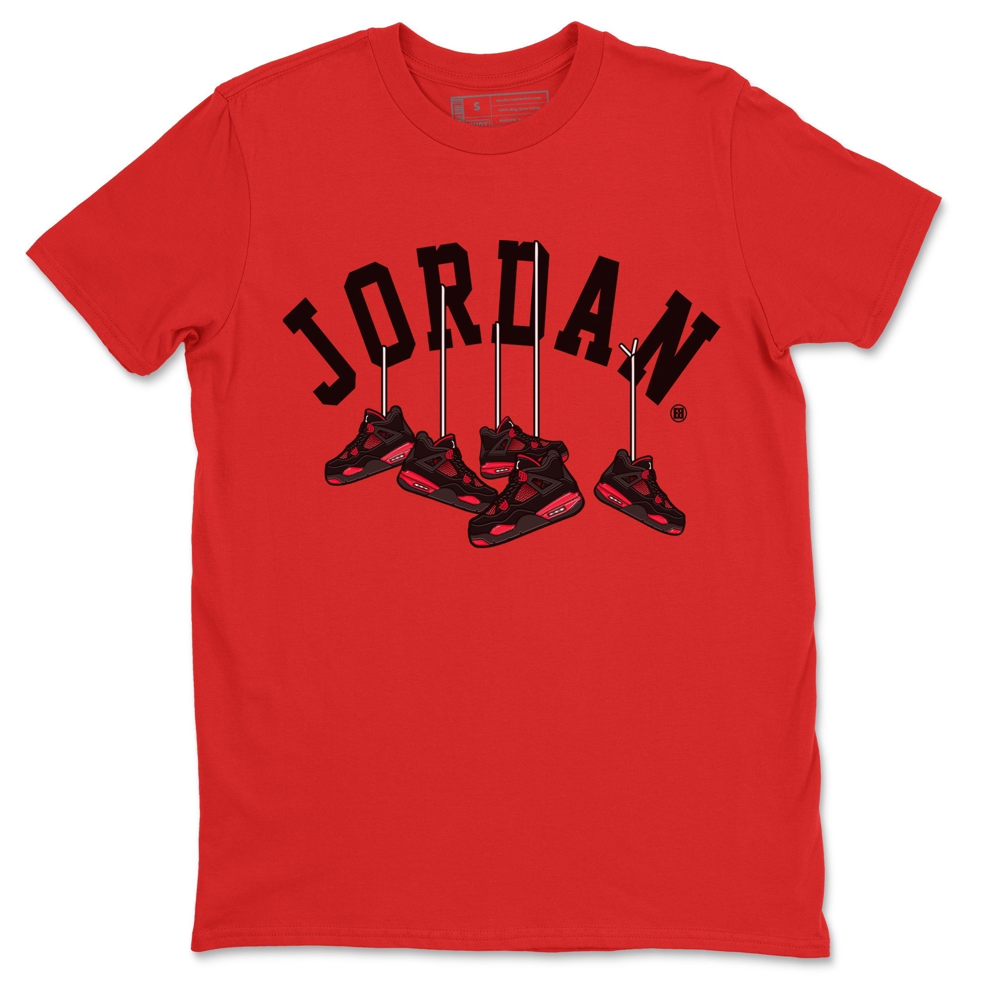 Hanging Sneakers Unisex Tops - Air Jordan 4 Red Thunder