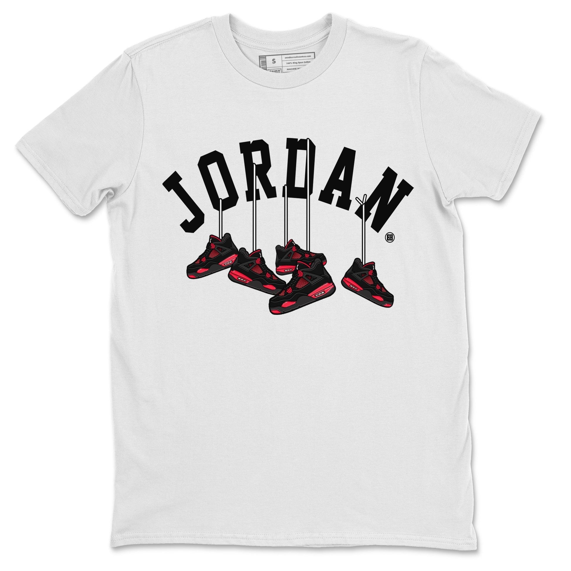 Hanging Sneakers Unisex Tops - Air Jordan 4 Red Thunder